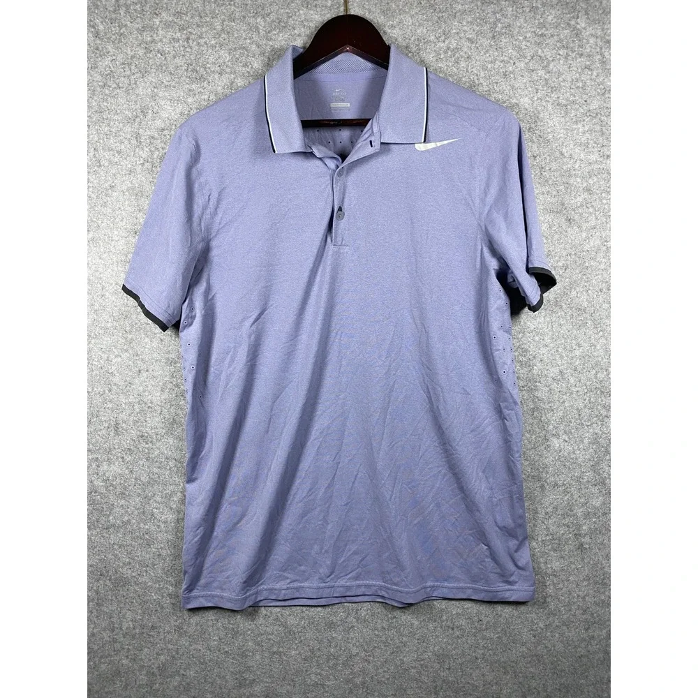Nike Dri-FIT Mens Golf Polo Shirt Purple Laser Cut Vent 596548-515 Large